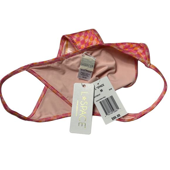 L*SPACE Tommy Bikini Bottom Bitsy Heat Waves Pink Abstract Scoop Front Med NEW - Picture 7 of 9